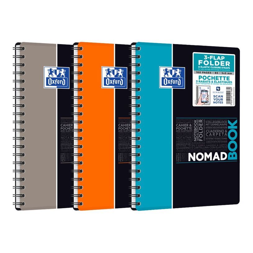 3020120121680-Oxford Etudiants - Cahier Nomadbook B5 (19 x 25 cm) avec pochettes 3 rabats - 160 pages - petits carreaux (5x5 mm) - double spirale - dispon-P_79434750_11-10
