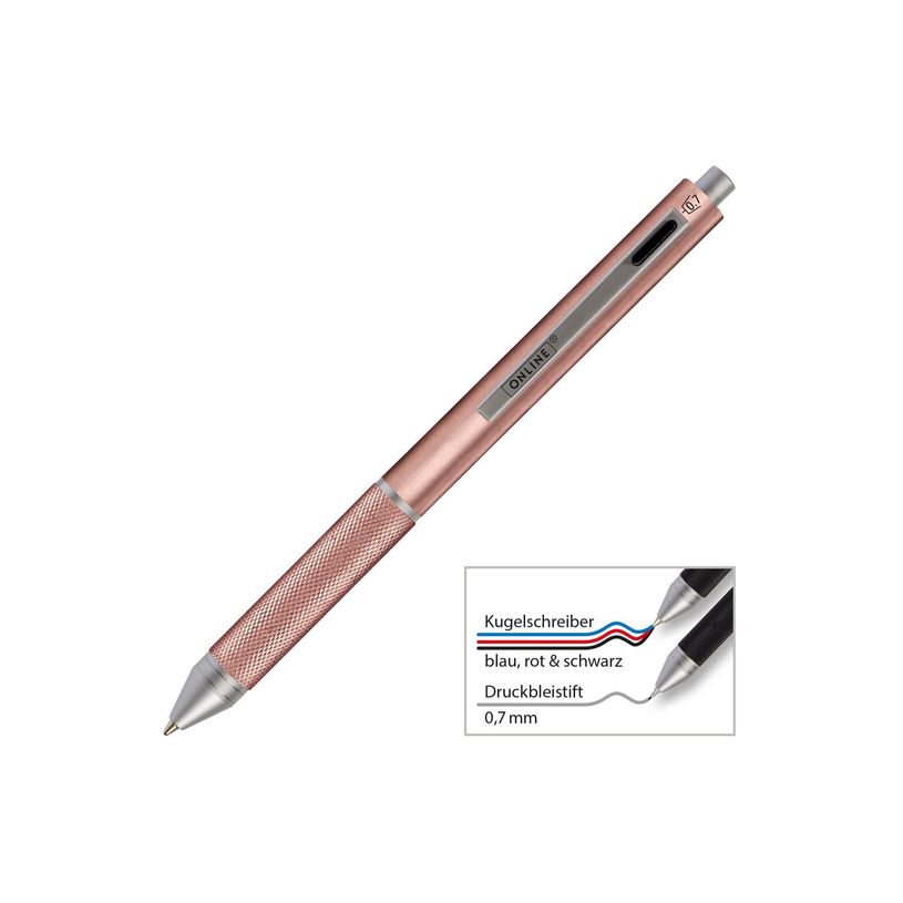 4014421320438-Online 4-in-1 Multipen - Stylo à bille 3 couleurs et porte-mines - rose doré-P_79434797_2-2