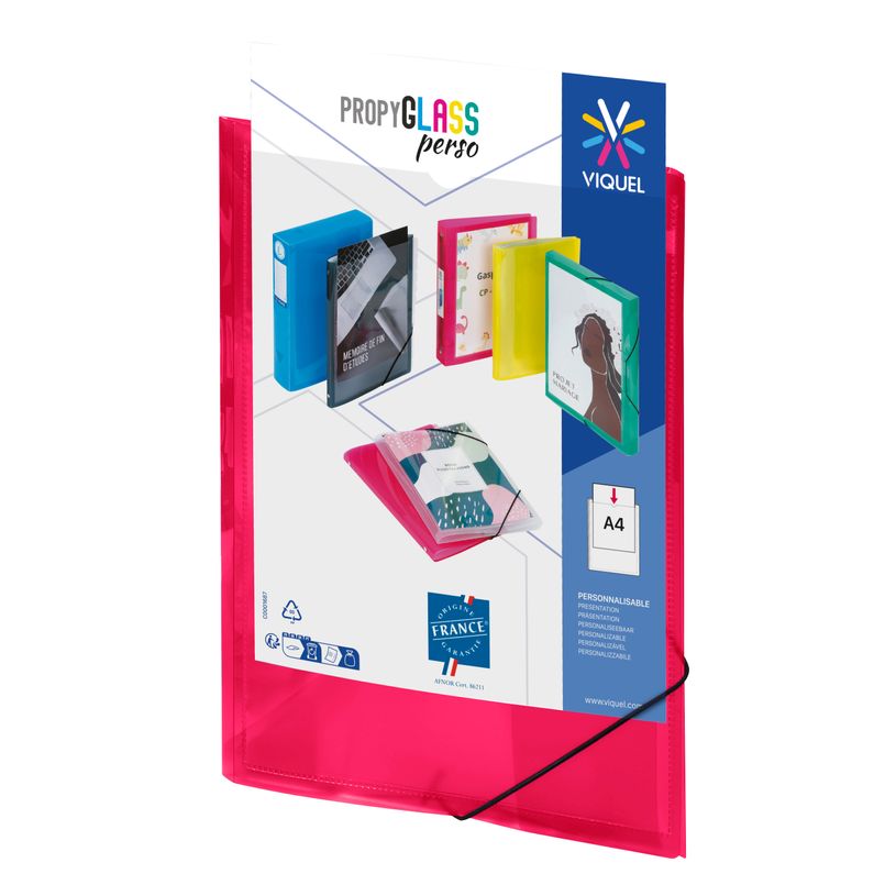 3135250996791-Viquel Propyglass - Chemise à 3 rabats personnalisable - A4 - rouge--0