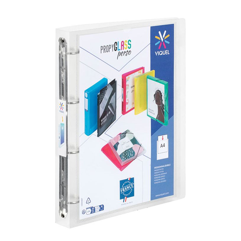 3135250956900-Viquel Propyglass - Classeur à anneaux personnalisable - Dos 35 mm - A4 - transparent--0