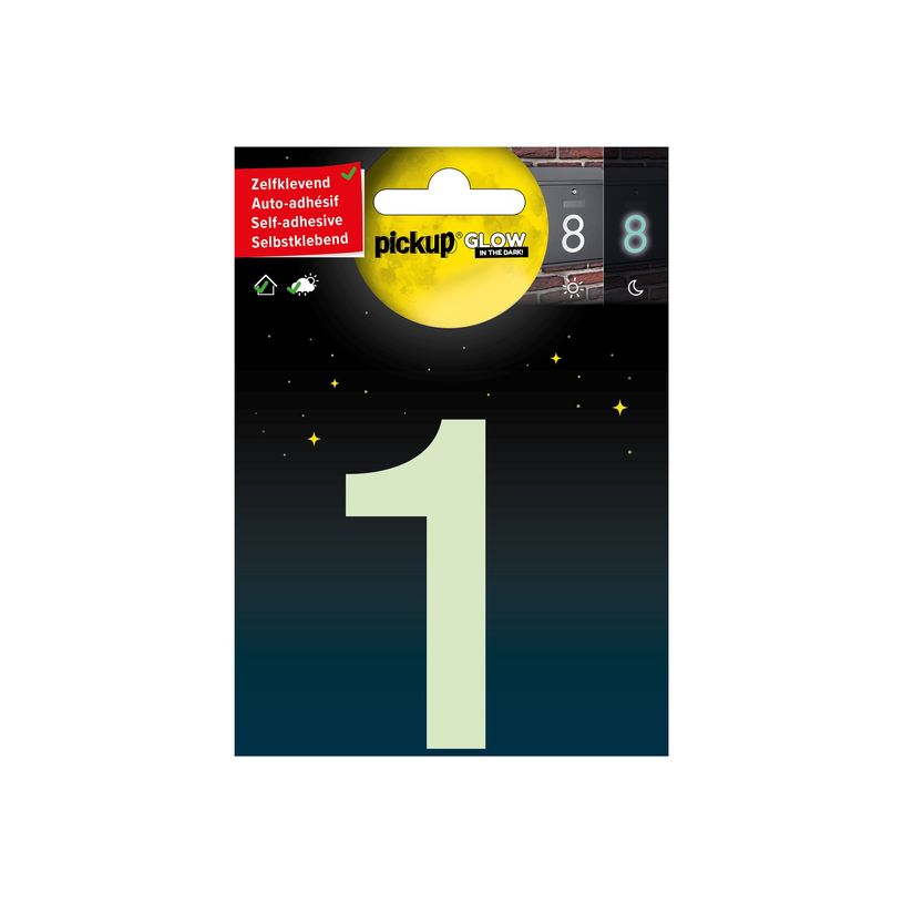8711234005229-Pickup Glow in the dark - Étiquette autocollante phosphorescente 75 mm - Chiffre 1-P_79435399_1-0