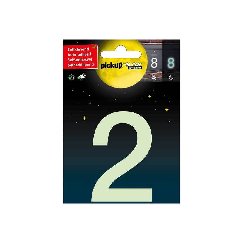 8711234005236-Pickup Glow in the dark - Étiquette autocollante phosphorescente 75 mm - Chiffre 2-P_79435400_1-0