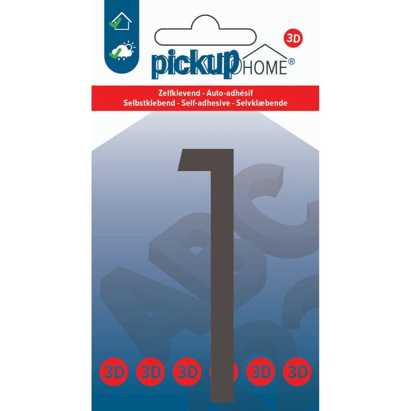 8711234018175-Pickup Home 3D Stockholm - Étiquette autocollante 90 mm - Chiffre 1 - gris-P_79435439_1-0