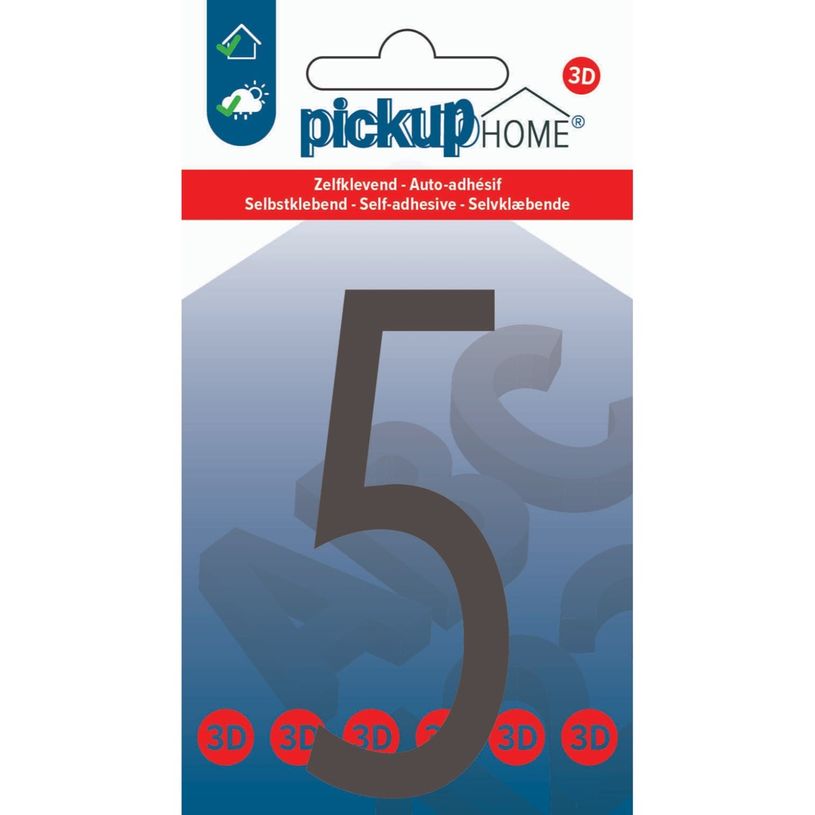 8711234018212-Pickup Home 3D Stockholm - Étiquette autocollante 90 mm - Chiffre 5 - gris-P_79435443_1-0