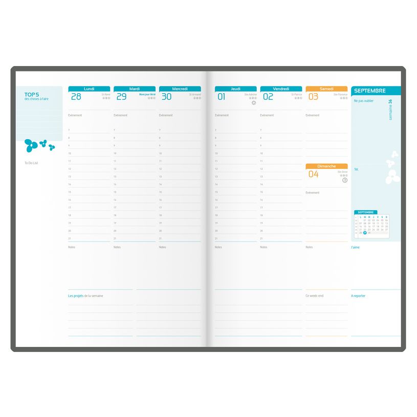 3147280129971-Agenda Oxford Family - 1 semaine sur 2 pages - 18 x 25 cm - turquoise - Hamelin-P_79435679_5-2