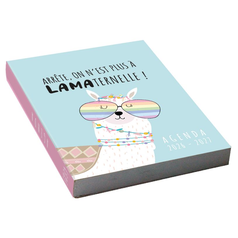 3386177010484-Agenda scolaire journalier 12 x 17 cm - couverture souple - motif lama--1