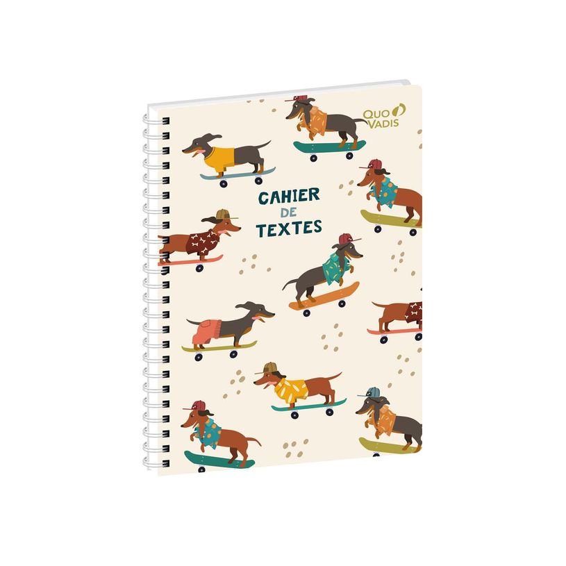 3371010531998-Quo Vadis - Cahier de textes - Spiralé - Français - Animascot - Journalier - 15x21 cm - Papier Clairefontaine blanc - Fabri--0