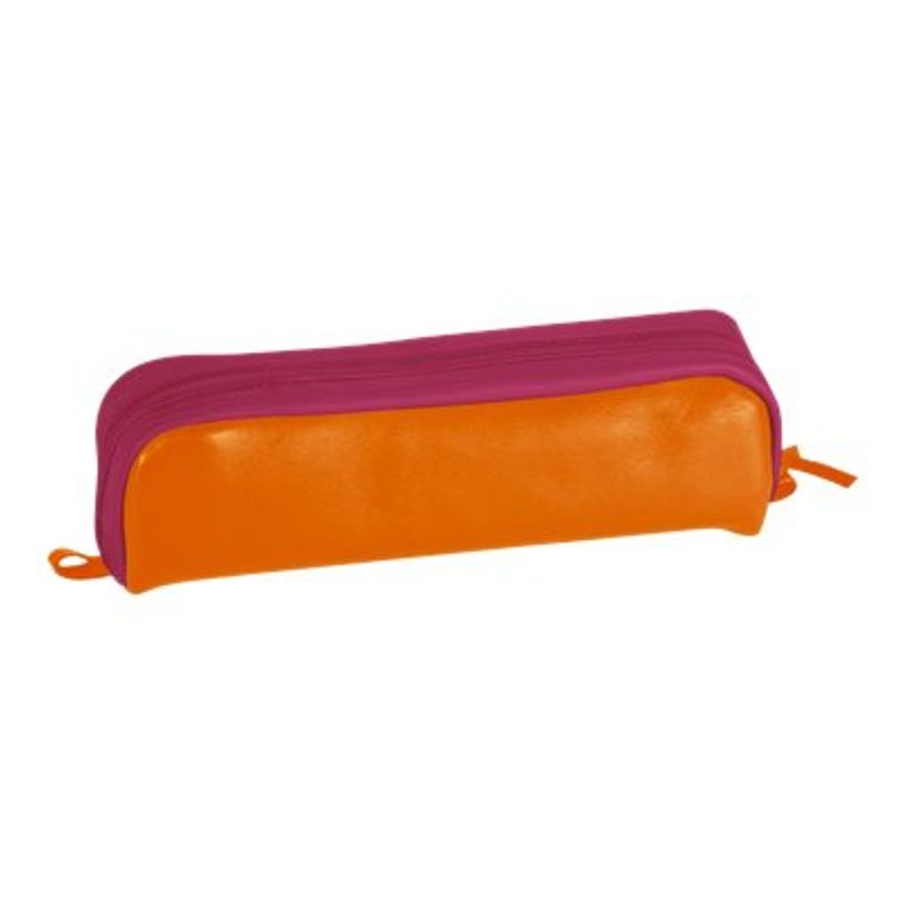 3329680083996-Clairefontaine - Trousse rectangulaire - cuir - bicolore orange/fuchsia-P_79435893_1-0