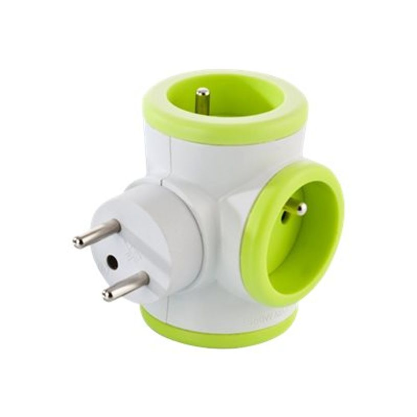 2012349439166-WATT & CO - Multiprise triplite rotative - blanc/vert-P_79436592_1-0