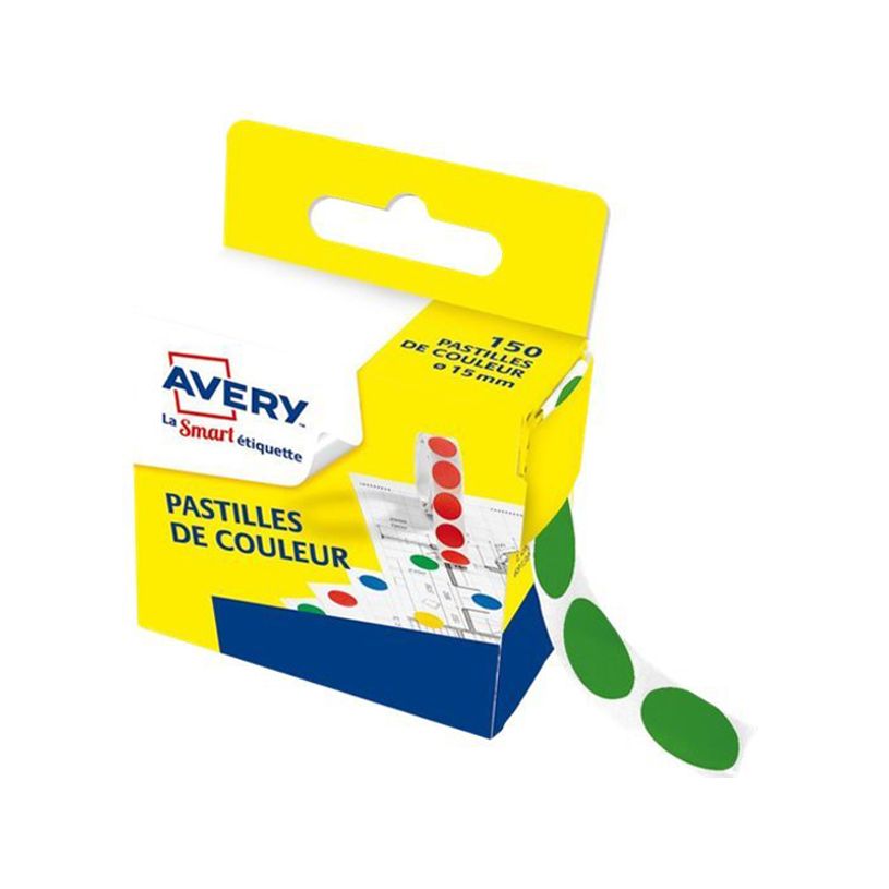 5014702026201-Avery - 150 Pastilles adhésives - vert - diamètre 15 mm - boîte distributrice-P_79436597_1-0