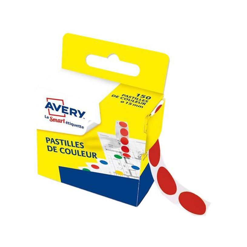 5014702026218-Avery - 150 Pastilles adhésives - rouge - diamètre 15 mm - boîte distributrice-P_79436598_1-0