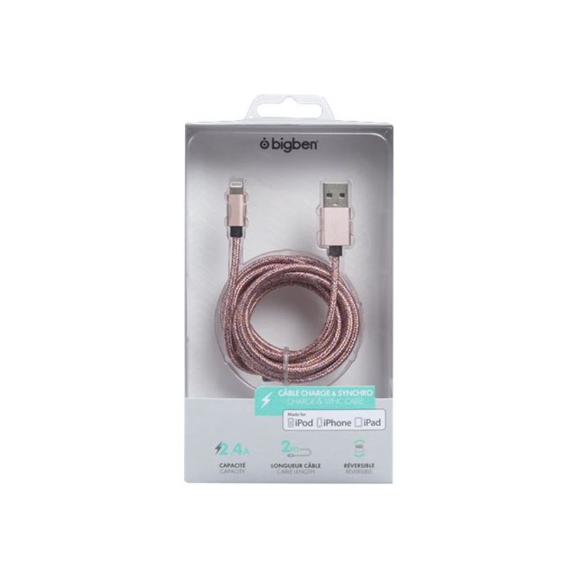3571211376316-Bigben - câble de charge et de synchronisation USB/Connectique Lightning - 2 m - rose-P_79436648_1-1