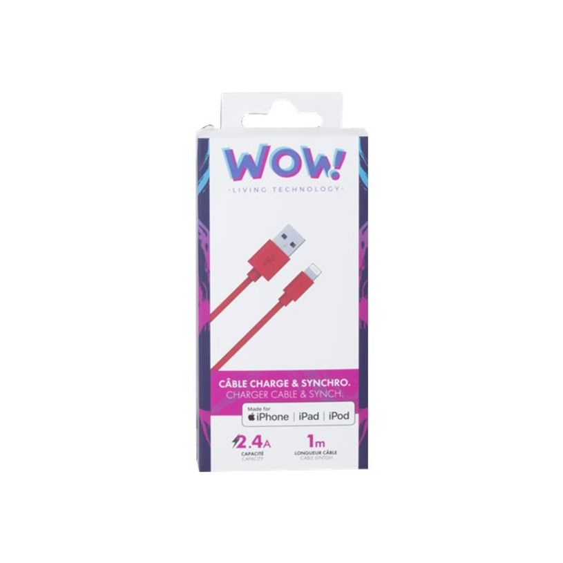 3571211393382-Bigben Wow - câble de charge et de synchronisation USB/Connectique Lightning - 1 m - rouge-P_79436659_1-1