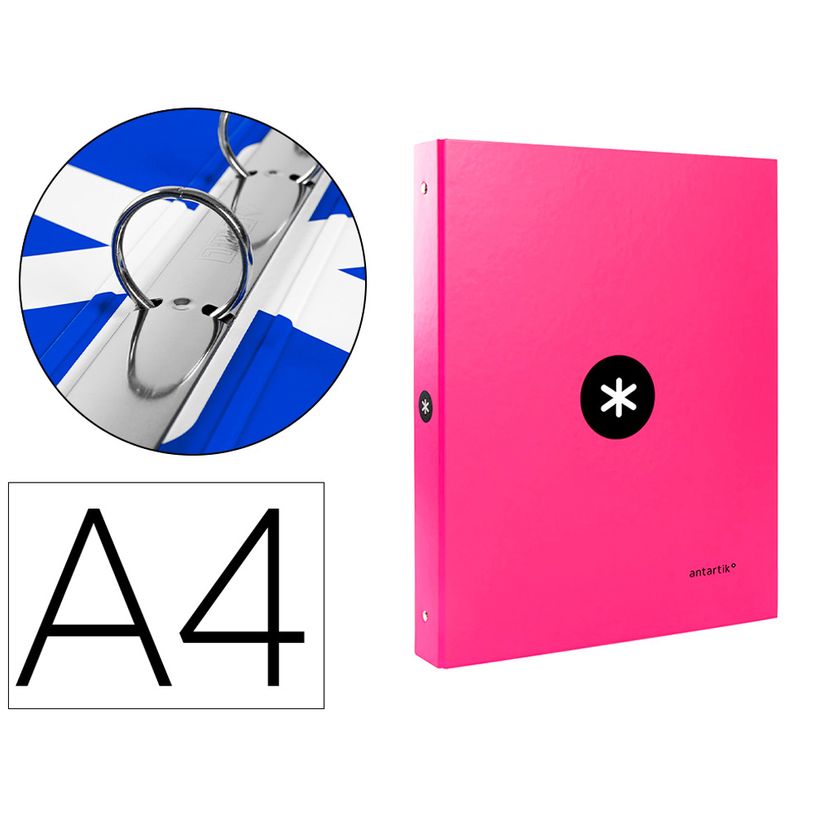 8423473596825-Antartik - Classeur à anneaux - Dos 40 mm - A4 - pour 225 feuilles - rose fluorescent-P_79436714_1-0
