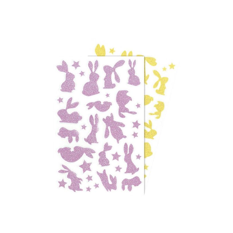 3609510911492-Maildor - 2 feuilles gommettes lapins - jaune et rose-P_79436919_3-0
