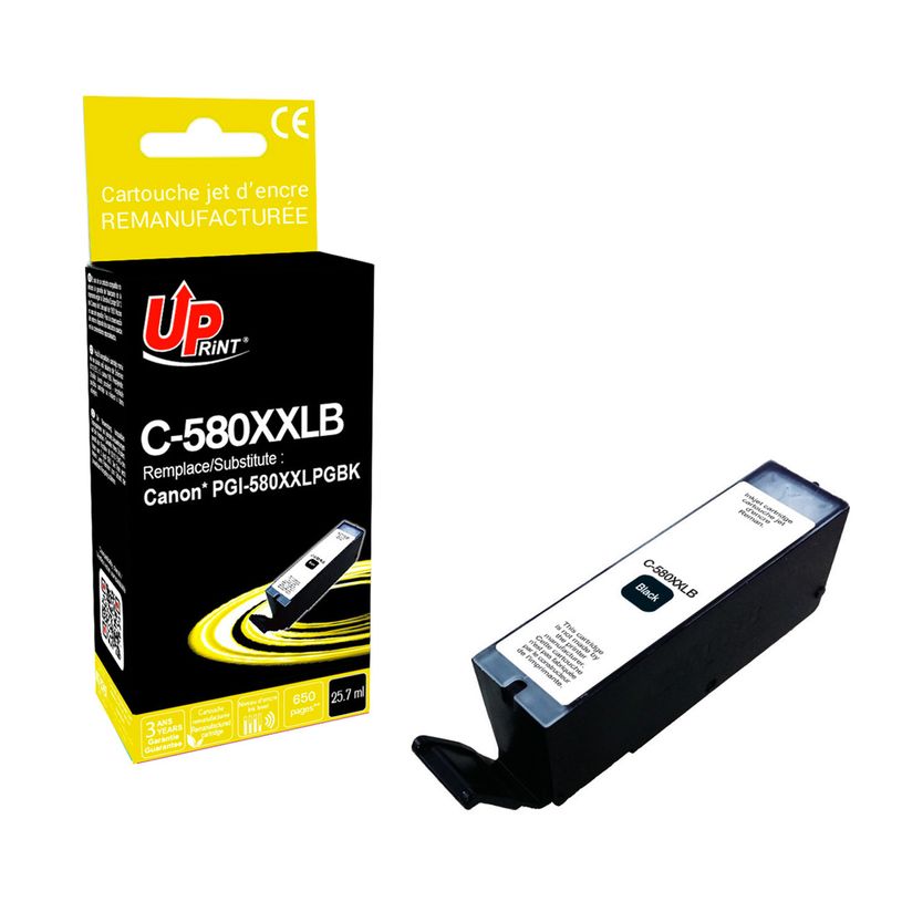 3584770907259-Cartouche remanufacturée Canon PGI-580XXL - noir photo - Uprint--2