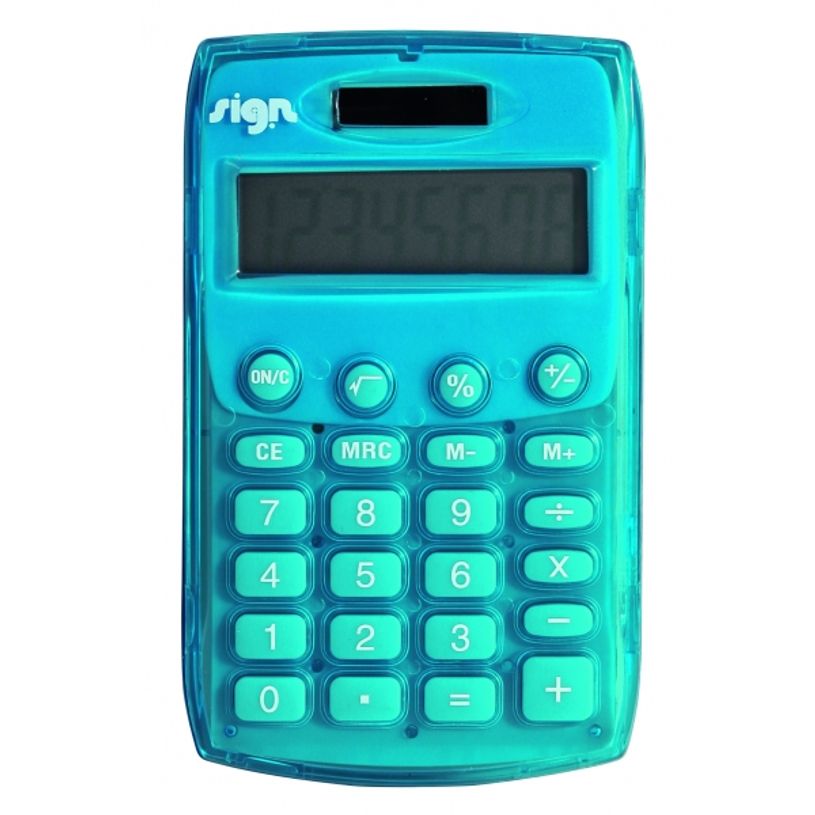 3173740237283-Calculatrice de poche Sign - 8 chiffres - alimentation batterie et solaire - couleurs assor-P_79437200_1-0