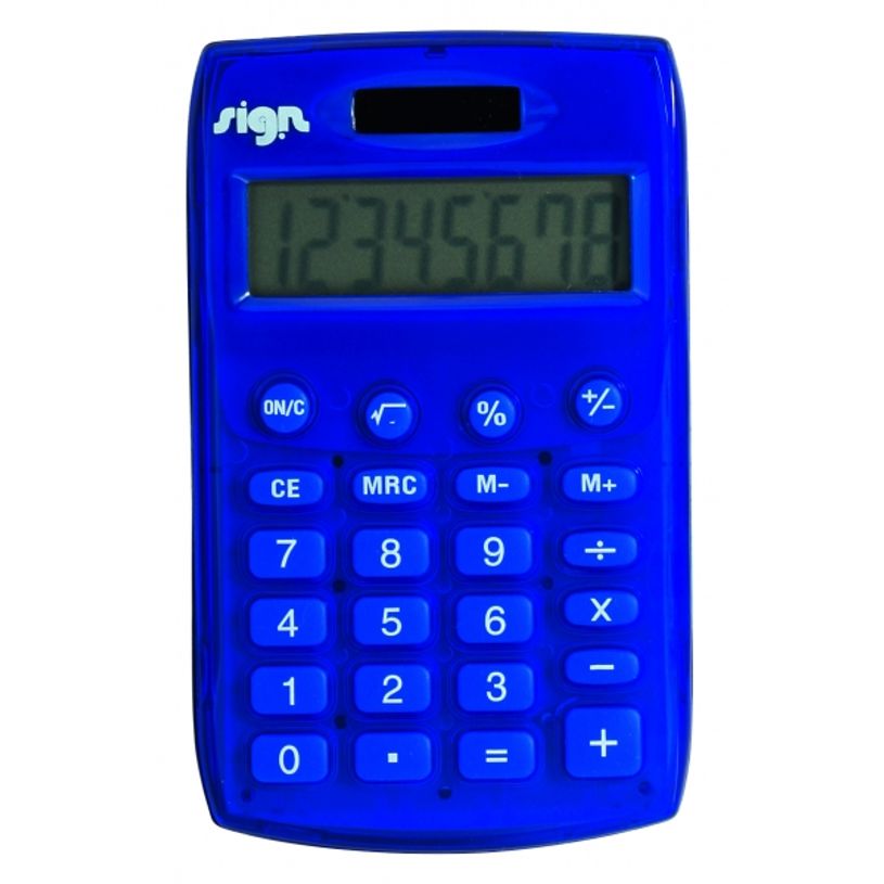 3173740237283-Calculatrice de poche Sign - 8 chiffres - alimentation batterie et solaire - couleurs assor-P_79437200_2-1