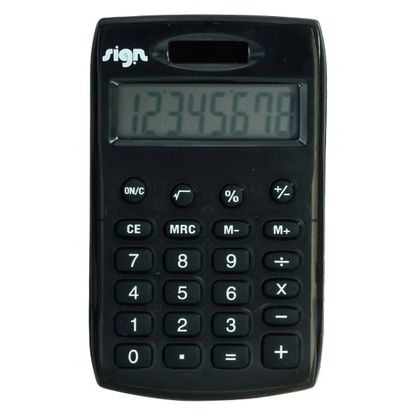 3173740237283-Calculatrice de poche Sign - 8 chiffres - alimentation batterie et solaire - couleurs assor-P_79437200_3-2
