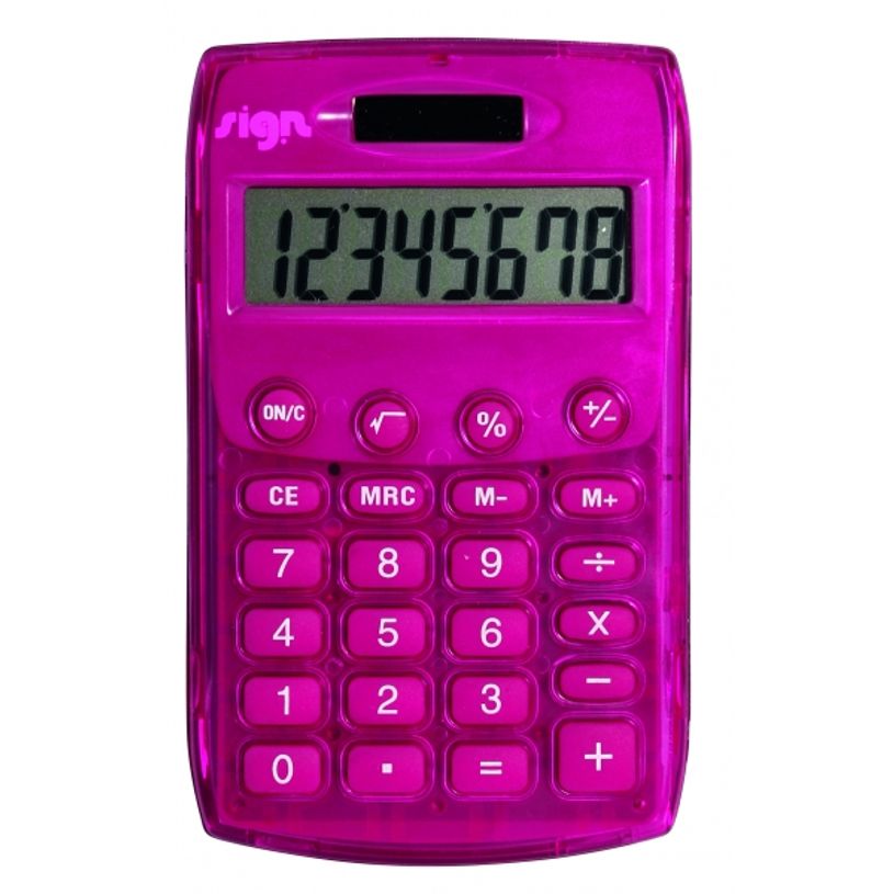 3173740237283-Calculatrice de poche Sign - 8 chiffres - alimentation batterie et solaire - couleurs assor-P_79437200_4-3