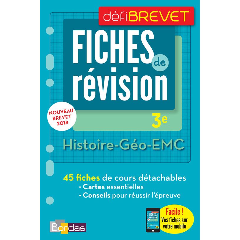 9782047356982-Défibrevet - Fiches de révision Histoire/géo 3e + Offert : vos fiches sur votre mobile-P_79437289_1-0