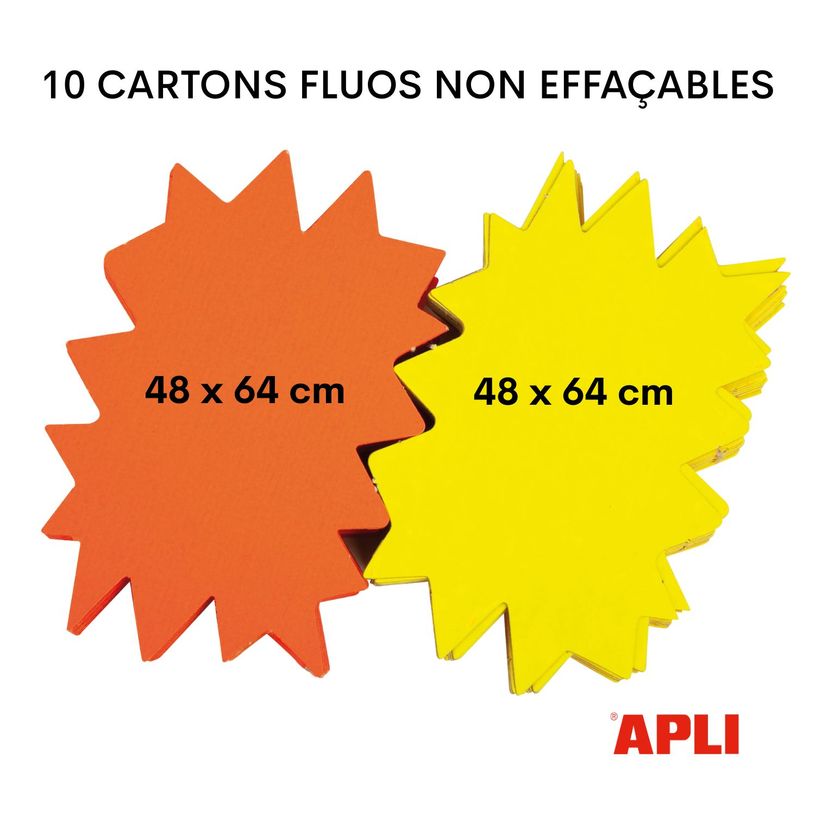 3270240159104-Apli Agipa - 10 éclatés fluo non effaçables - jaune/orange - 48 x 64 cm--1
