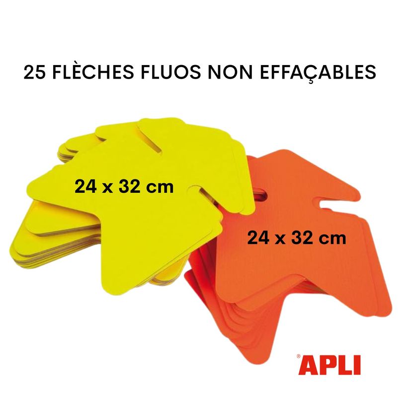 3270240239257-Apli Agipa - 25 flèches fluo non effaçables - jaune/orange - 24 x 32 cm--1