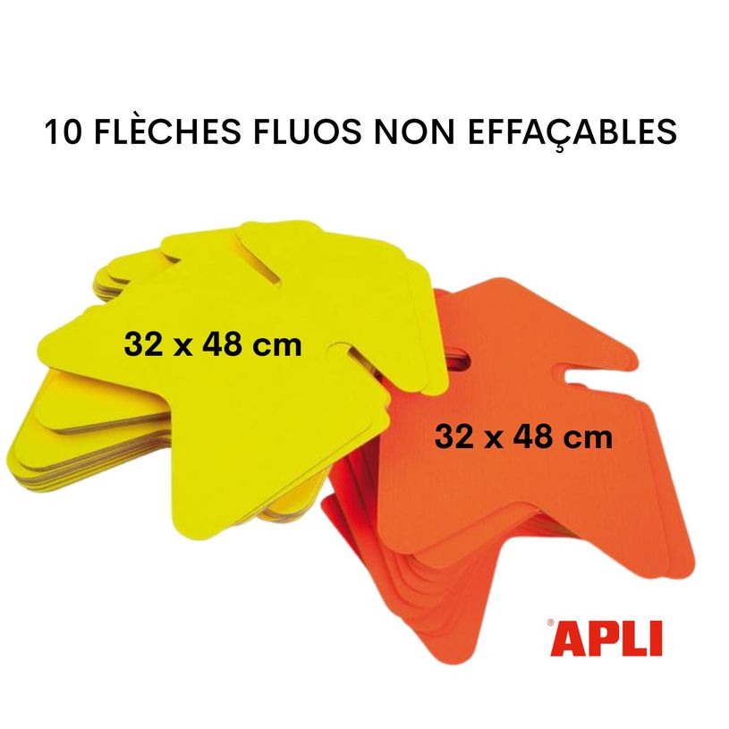 3270240249102-Apli Agipa - 10 flèches fluo non effaçables - jaune/orange - 32 x 48 cm--1