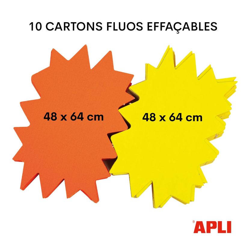 3270241159103-Apli Agipa - 10 éclatés fluo effaçables - jaune/orange - 48 x 64 cm--1