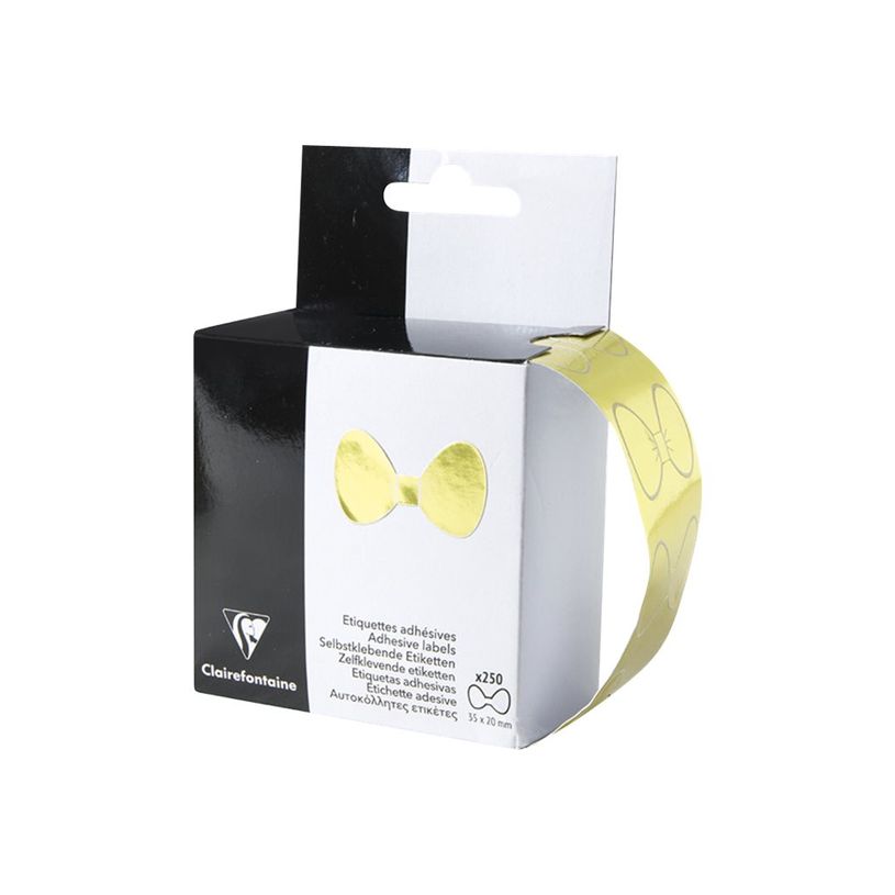 3329686170454-Clairefontaine - 250 Étiquettes cadeau nœud papillon or - 8 x 4 x 12 cm - boîte distribu-P_79438022_4-4
