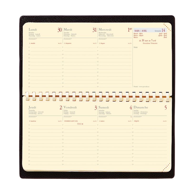 3371010409167-Agenda de poche Soho Planital - 1 semaine sur 2 pages - 8,8 x 17 cm - bleu ardoise - Quo Va-P_79438157_3-1