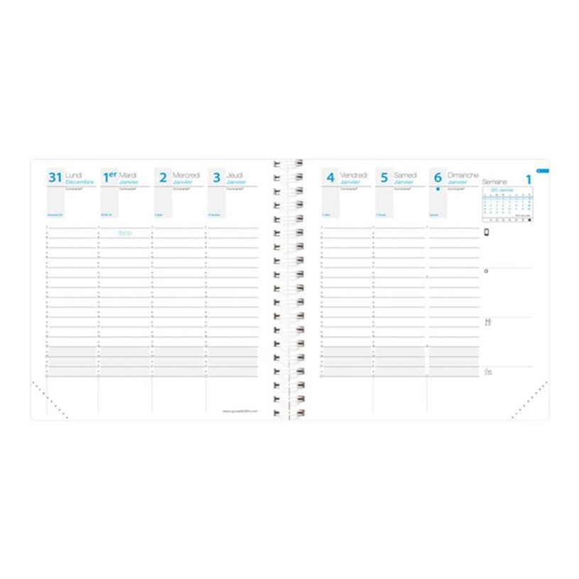 3371010426485-Quo Vadis - Agenda - Spiralé avec répertoire - Time & Life Medium - Semainier Planning - Français - Bleu - 13 mois de déc-P_79438195_1-8
