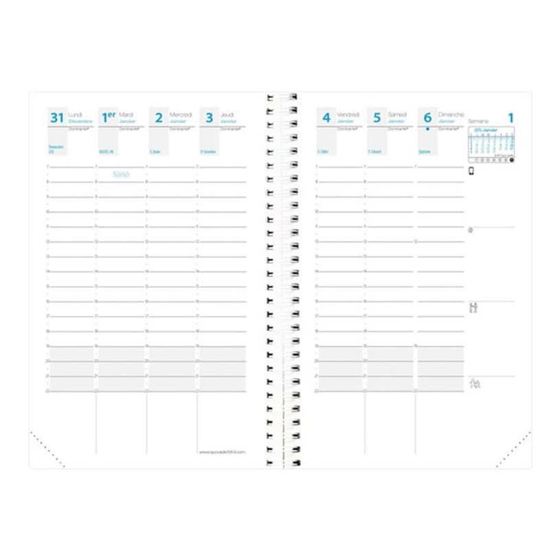 3371010426539-Quo Vadis - Agenda - Spiralé avec répertoire - Time & Life Pocket - Semainier Planning - Français - Bleu - 13 mois de déc-P_79438196_1-9