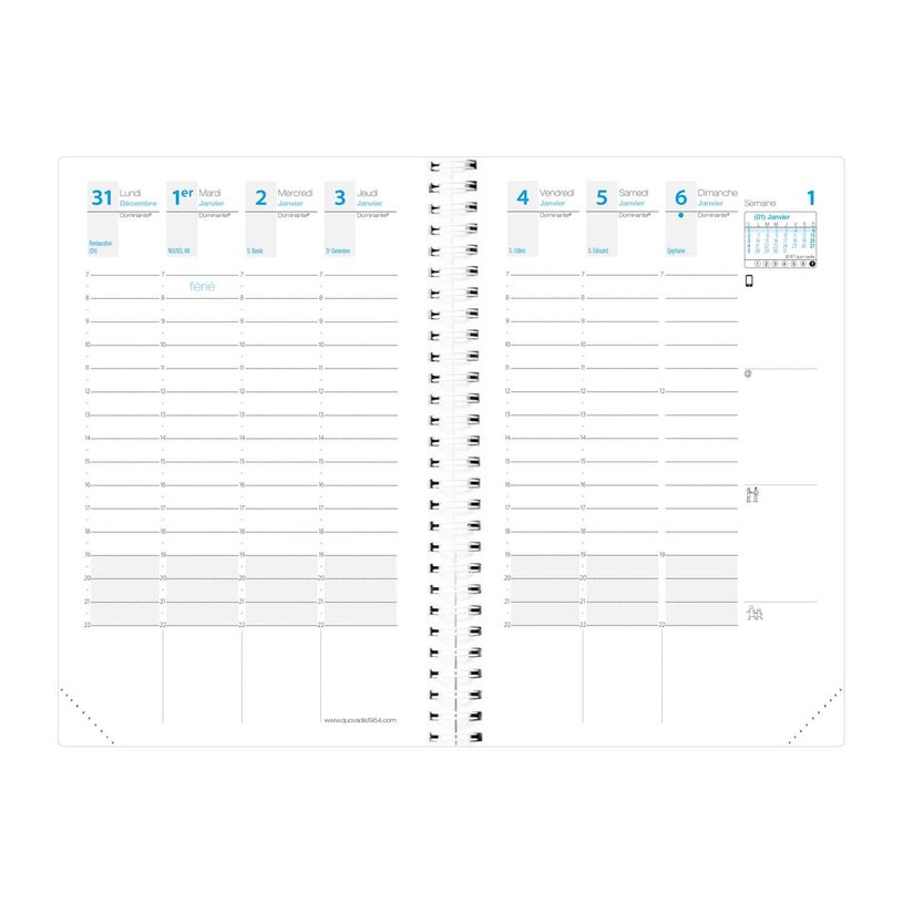 3371010426737-Agenda spiralé à élastique Time & Life Pocket - 1 semaine sur 2 pages - 10 x 15 cm - cuivre - Quo Va--2