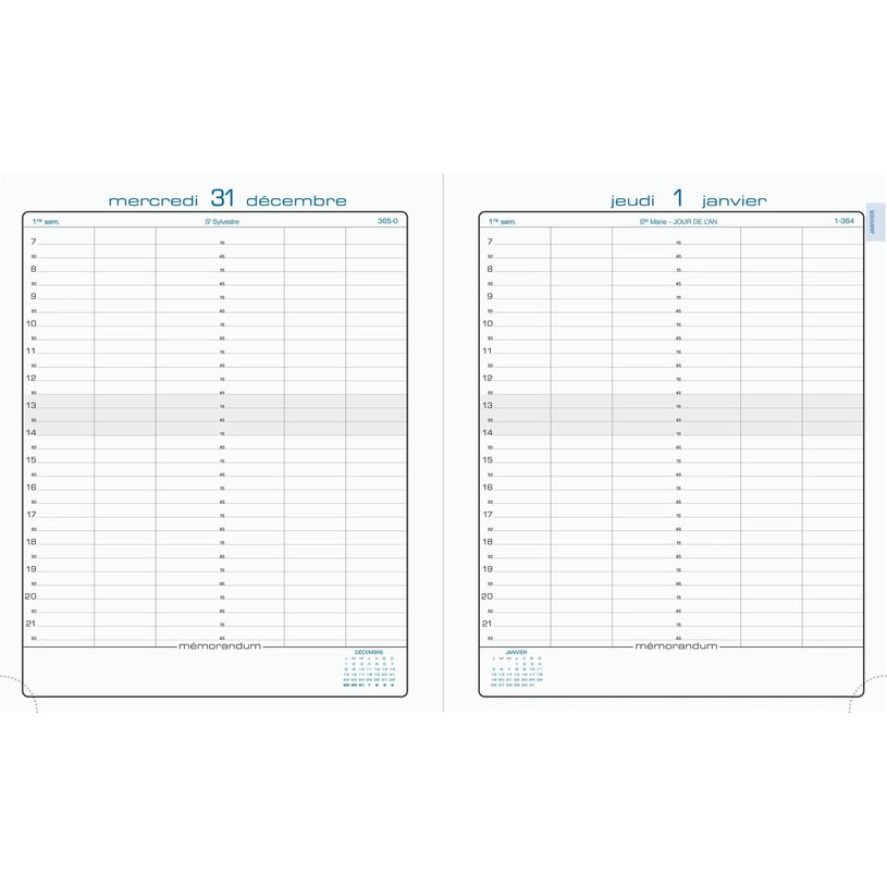 3660942061063-Agenda de bureau Volga La Journée Planifiée 22 - 1 jour par page - 18 x 22,5 cm - disponible dans différentes cou--3