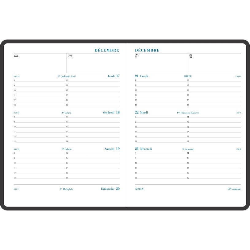 3660942065580-Agenda de bureau Volga Semainier Pratic 19 - 1 semaine sur 2 pages - 14 x 18 cm - disponible dans différentes cou--3