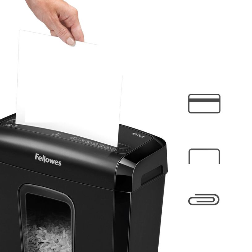 0043859743568-Fellowes Powershred 6M - destructeur de documents coupe croisée mini-cut - 6 feuilles - Corbeille 13 l--3