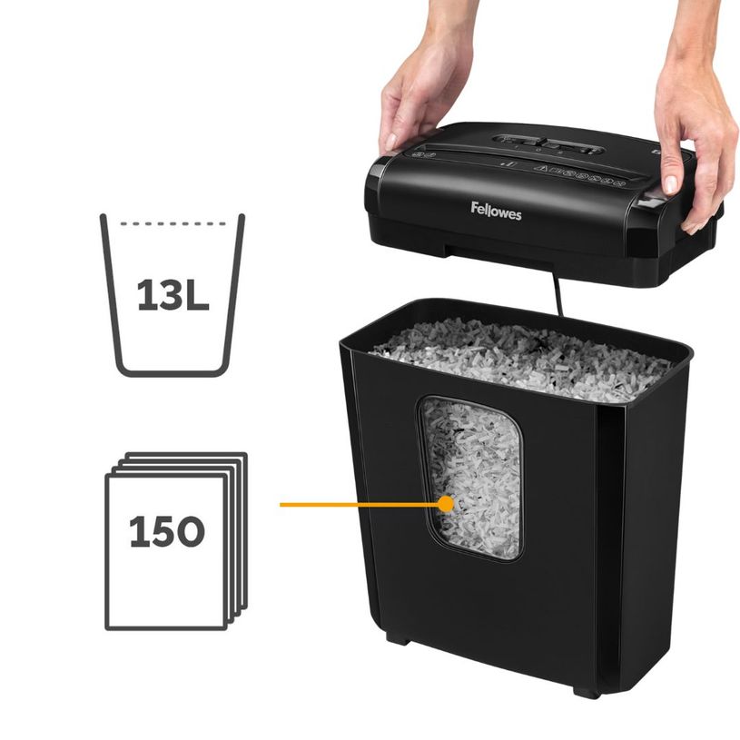 0043859743568-Fellowes Powershred 6M - destructeur de documents coupe croisée mini-cut - 6 feuilles - Corbeille 13 l--4
