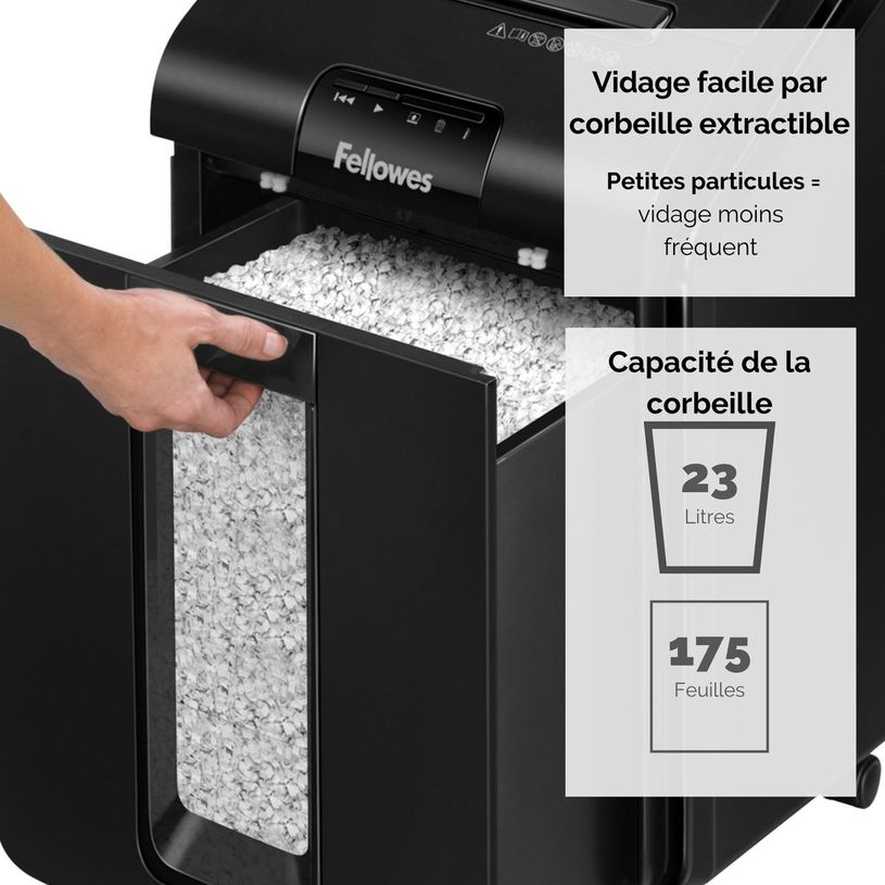 0043859741854-Fellowes AutoMax 100M - destructeur de documents coupe croisée mini-cut - 100 feuilles - Corbeille 23 litre-P_79438257_5-2