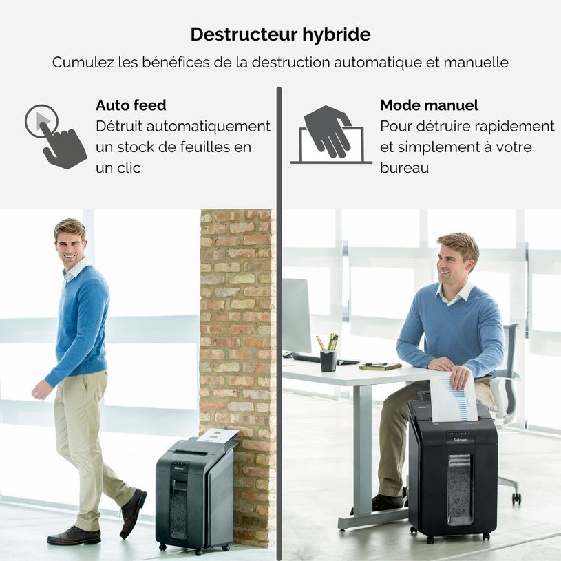 0043859741854-Fellowes AutoMax 100M - destructeur de documents coupe croisée mini-cut - 100 feuilles - Corbeille 23 litre-P_79438257_7-4