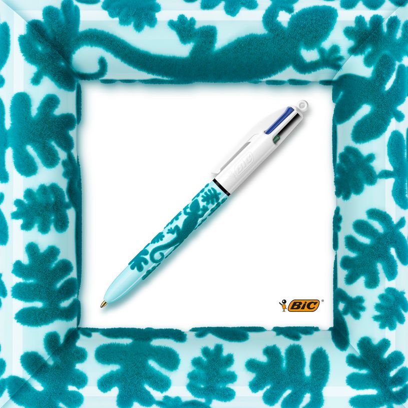 3086123542532-BIC 4 Couleurs Velours - 12 Stylos à bille 4 couleurs - corps assortis motif jungle-P_79438268_10-9