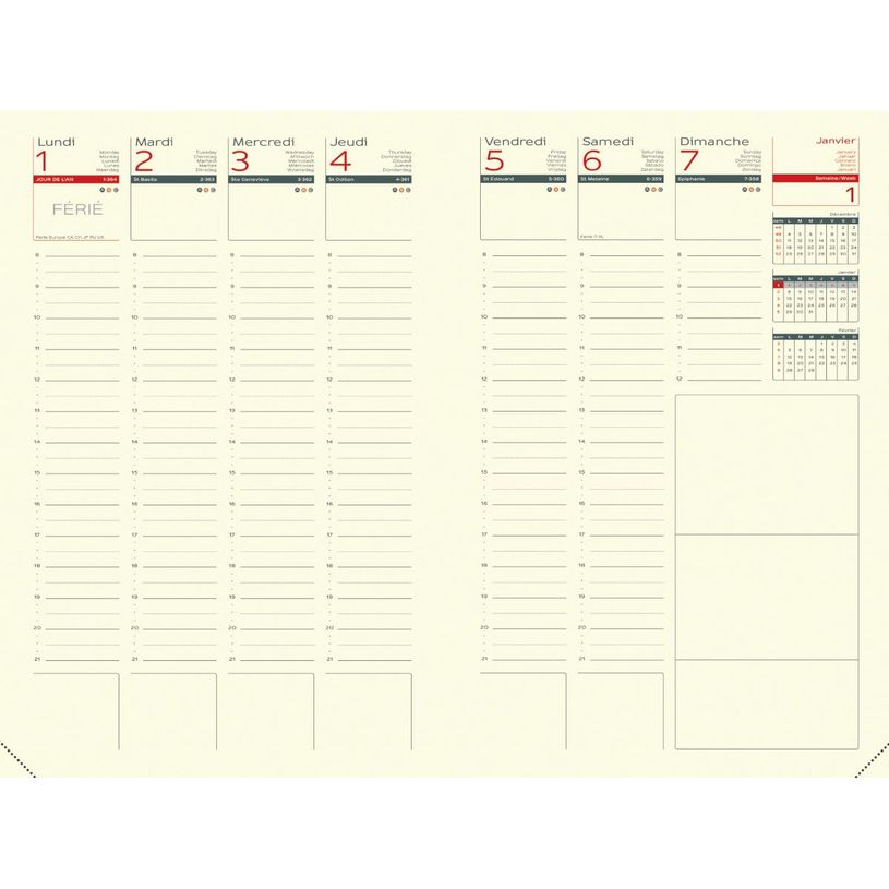 3147281211200-Agenda Lecas Déco - 1 semaine sur 2 pages - 21 x 27 cm - disponible dans différentes couleurs--6