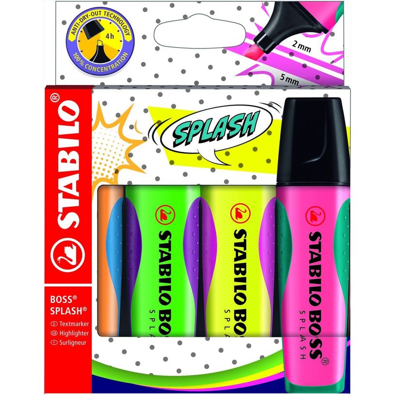 4006381529075-STABILO BOSS SPLASH - Pack de 4 surligneurs - couleurs assorties-P_79438396_1-0