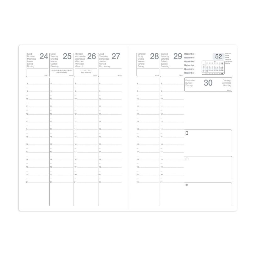 3371010002030-Agenda Calypso - 1 semaine sur 2 pages - 10 x 15 cm - noir - Quo Vadis--1