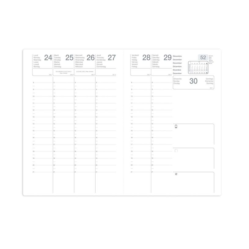 3371010002115-Agenda Olympe - 1 semaine sur 2 pages - 16 x 24 cm - noir - Quo Vadis--1