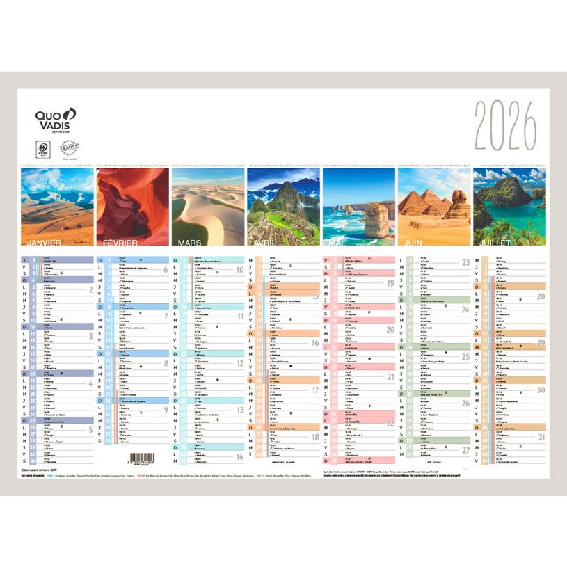 3371010349913-Quo Vadis - Calendrier Fantaisie - 13 mois - 55 X 40,5 cm - Terre--0