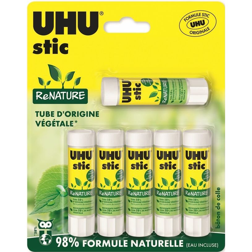4026700347104-UHU stic ReNATURE - 6 Bâtons de colle - 8.2 g - Plastique écologique-P_79438405_1-0