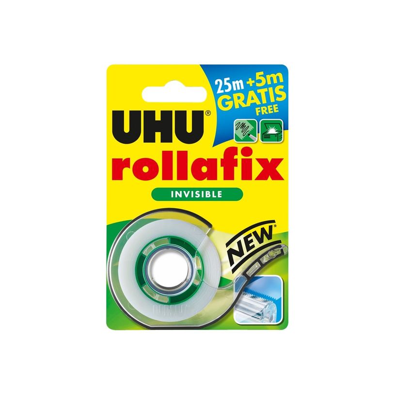 4026700363951-UHU Rollafix - Ruban adhésif avec dévidoir - invisible - 19 mm x 30 m (25m + 5m offert)-P_79438407_2-0