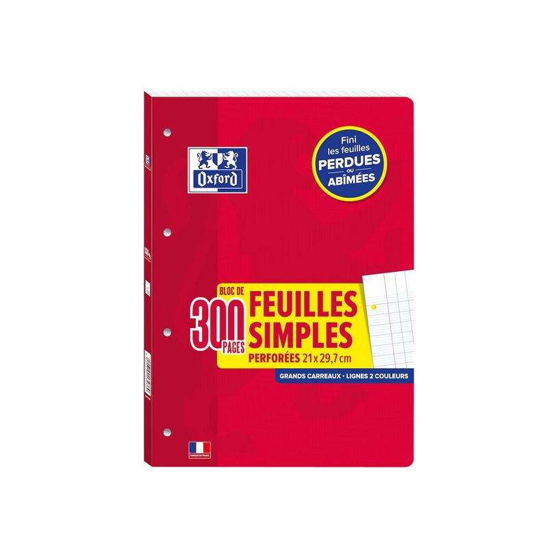 3020120134369-Oxford - Bloc de cours - feuilles simples détachables A4 - 300 pages - grands carreaux (Se-P_79438512_1-3