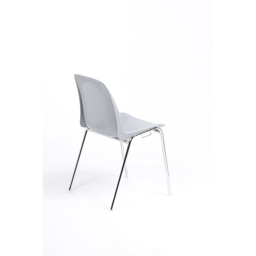 3701338800467-Chaise CHARLOTTE - pieds chromés avec accroches - gris clair-P_79438550_4-3